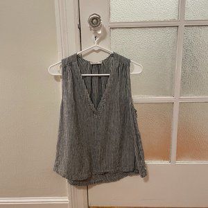 Marine Layer Tory Linen Tank in Black/White Stripe